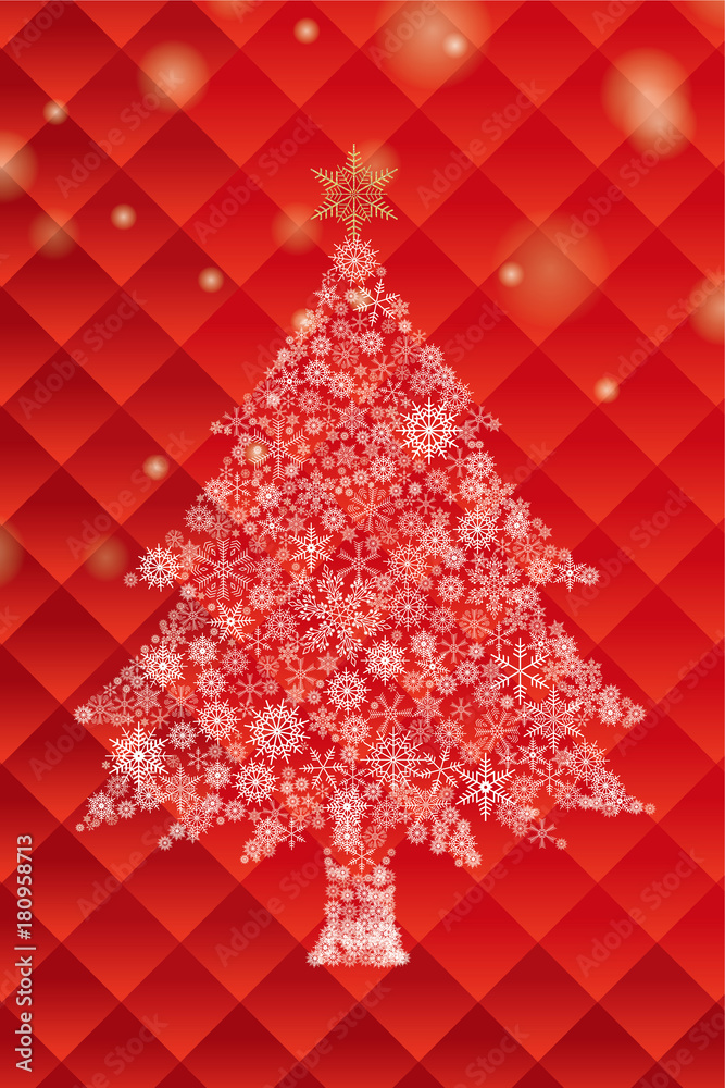 クリスマス向け背景画像 赤 雪の結晶のクリスマスツリーイラスト Merry Xmas Stock Vector Adobe Stock