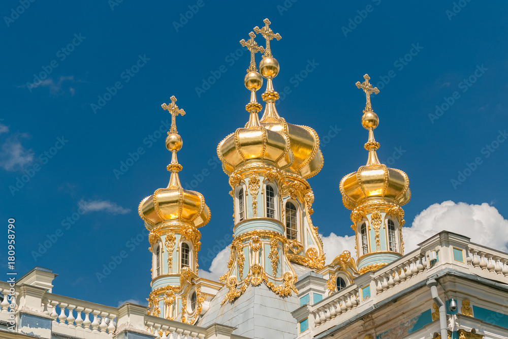 Petersburg, Russia - June 29, 2017: Katherine's Palace in Tsarskoe Selo Pushkin. Petersburg, Russia - June 29, 2017: Katherine's Palace in Tsarskoe Selo Pushkin.