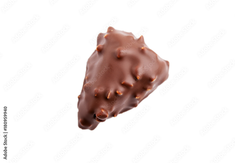 chocolate candy on white background. Delicious chocolate pralines chocolate candy on white background. Delicious chocolate pralines