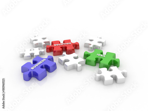 Jigsaw Puzzle Solution 3d illustration