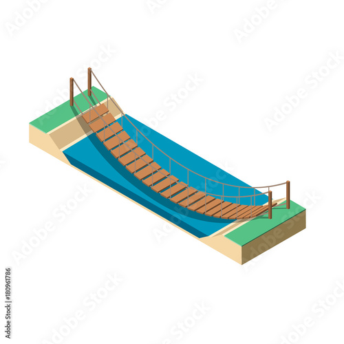 Suspension bridge in perspective view