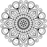 Mehndi henna Indian mandala flower for tatoo or card.