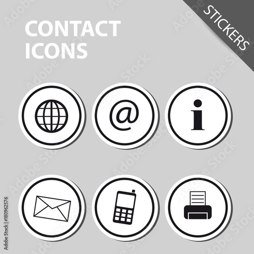 Different contact icons - Sticker vector