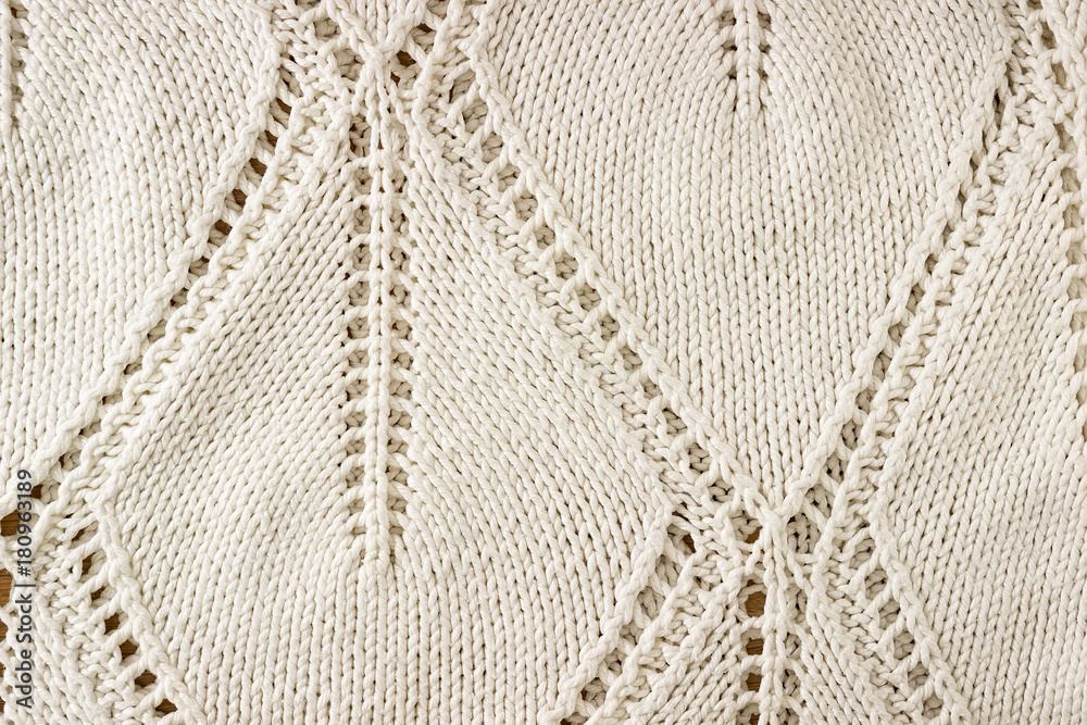 Knitted background.  Knitting Pattern. A sample of knitting from wool.