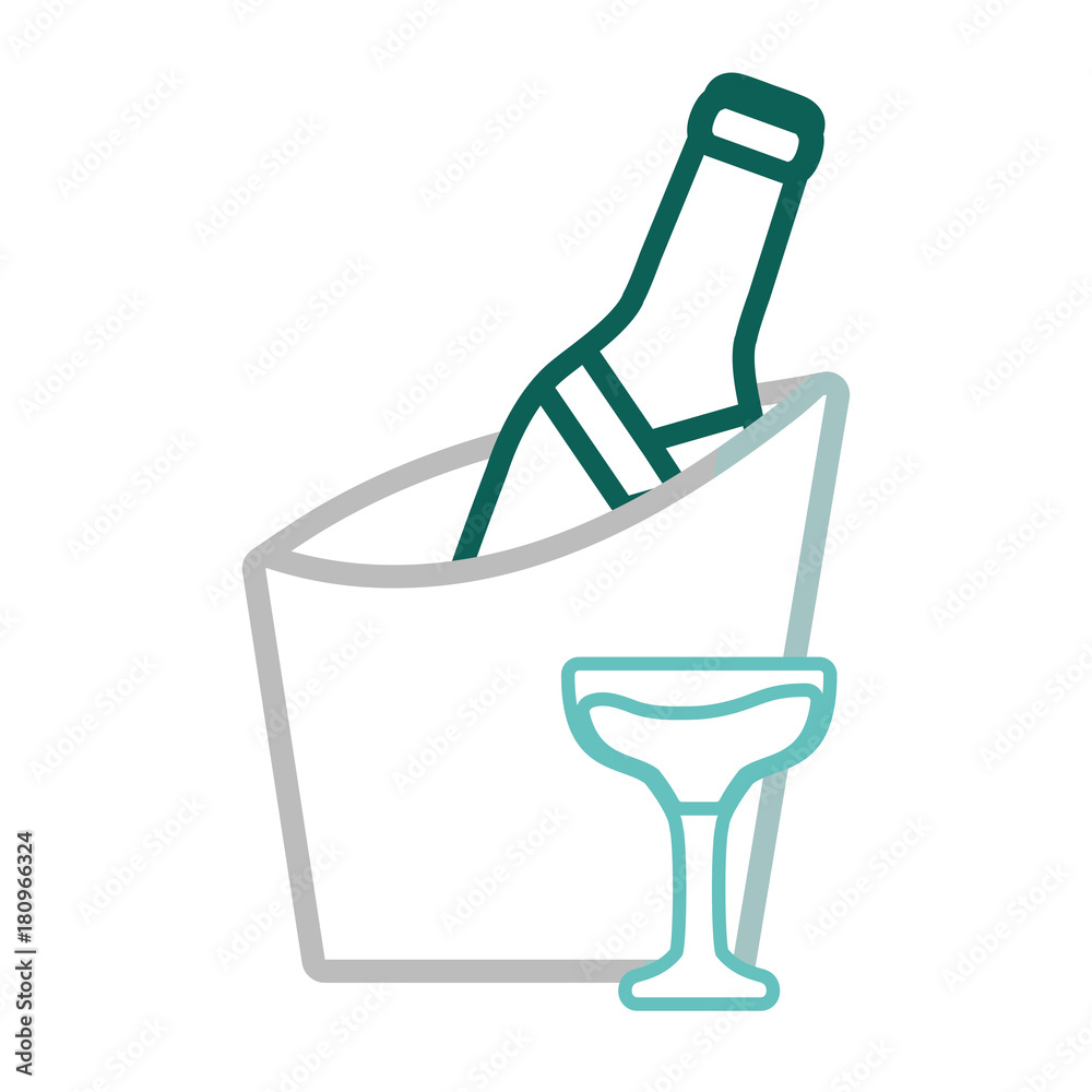 bucket with champagne bottle and glass icon over white background vector illustration bucket with champagne bottle and glass icon over white background vector illustration