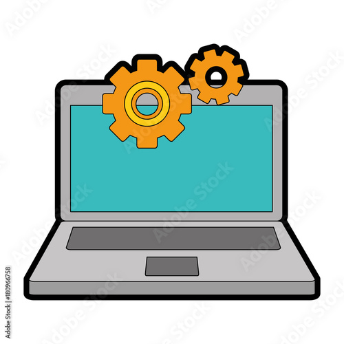 laptop computer with gears