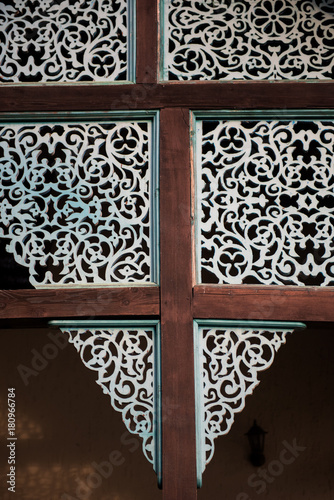 Obraz na płótnie Hand made decorative wooden ornaments on a village house in Vojvodina, Balkans