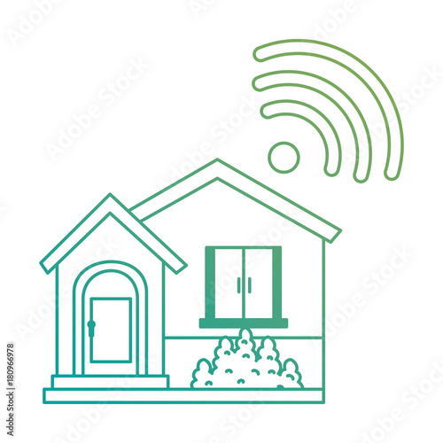 front of smarthouse with wifi signal © Gstudio