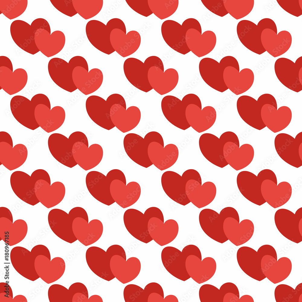 Seamless pattern of large red hearts. Background for design of packing wedding, invitation for Valentine's day, posters.