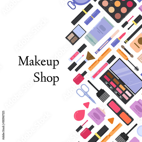 Vector flat style makeup and skincare background