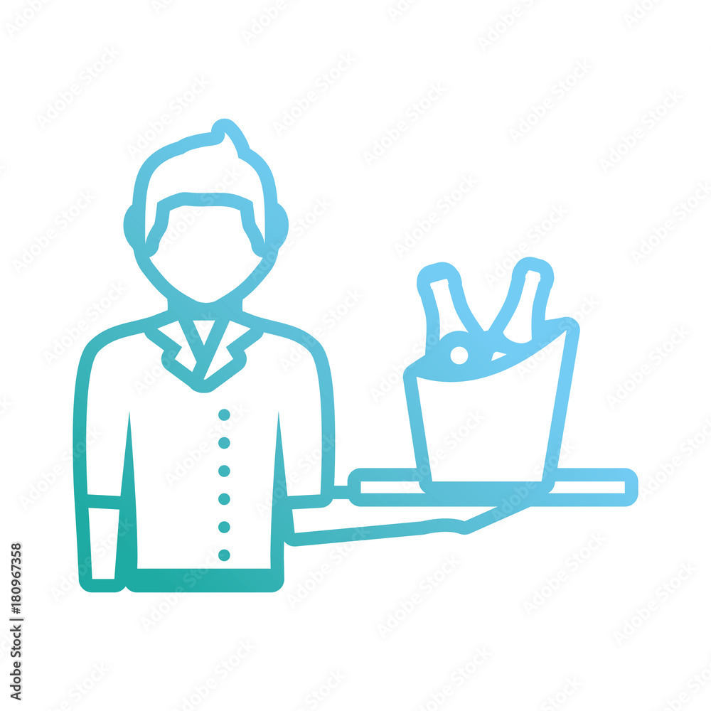 bartender holding a tray with drinks icon over white background vector illustration bartender holding a tray with drinks icon over white background vector illustration