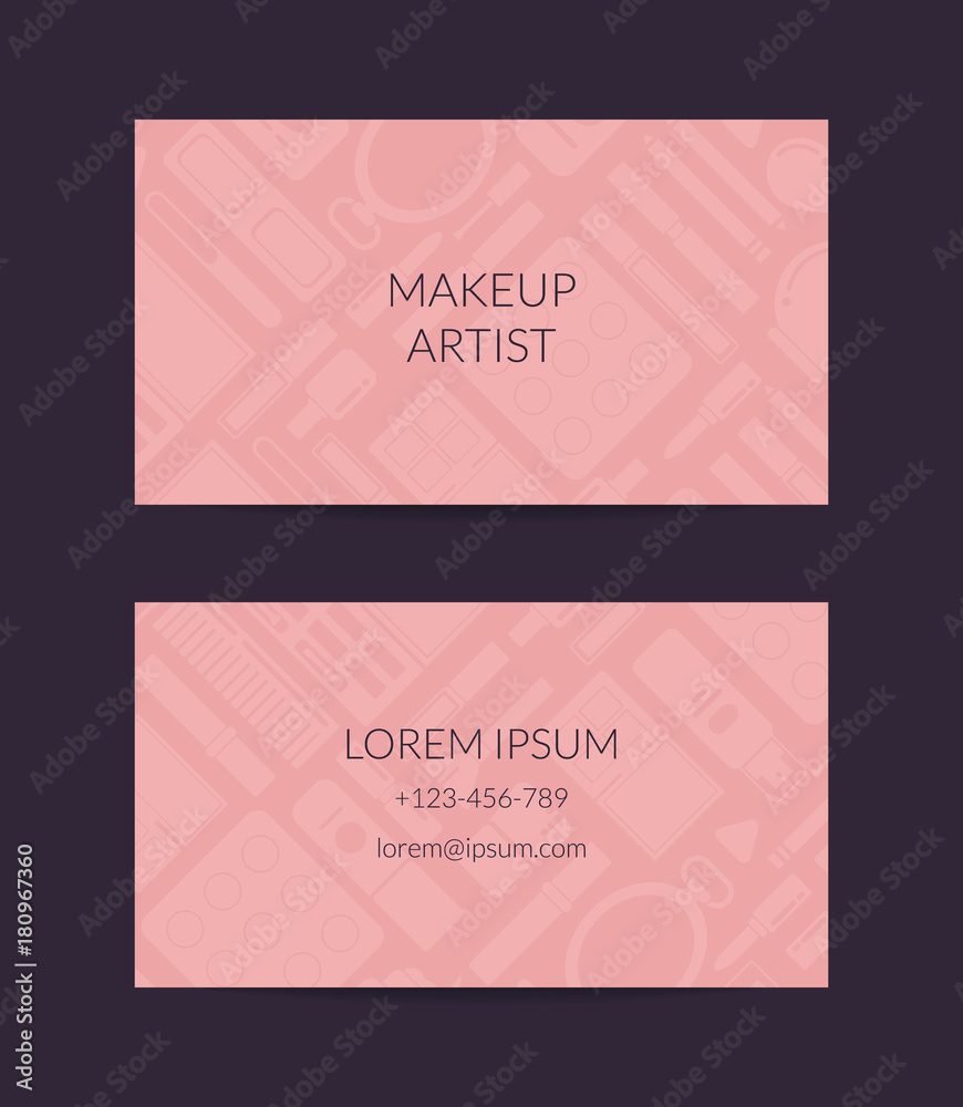 Vector business card for beauty brand or makeup