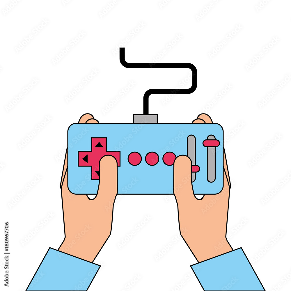 hands holding control remote advance for drones vector illustration hands holding control remote advance for drones vector illustration