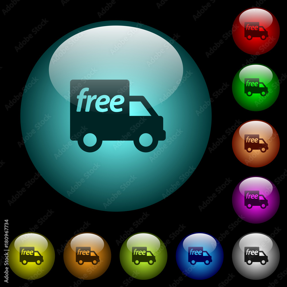 Free shipping icons in color illuminated glass buttons Free shipping icons in color illuminated glass buttons