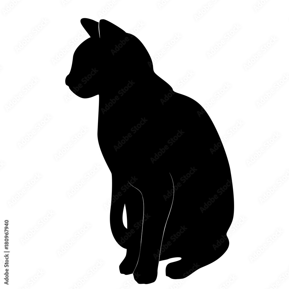 Cat. Silhouettes. Animal. Kitten. The black. Cute.