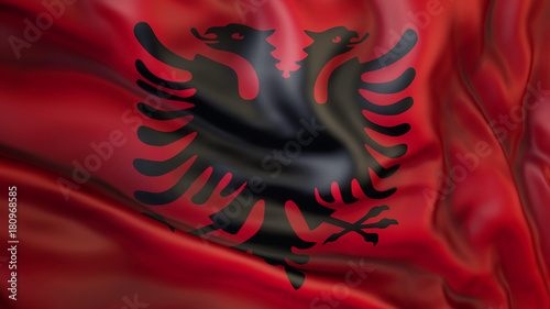 Waiving flag of Albania