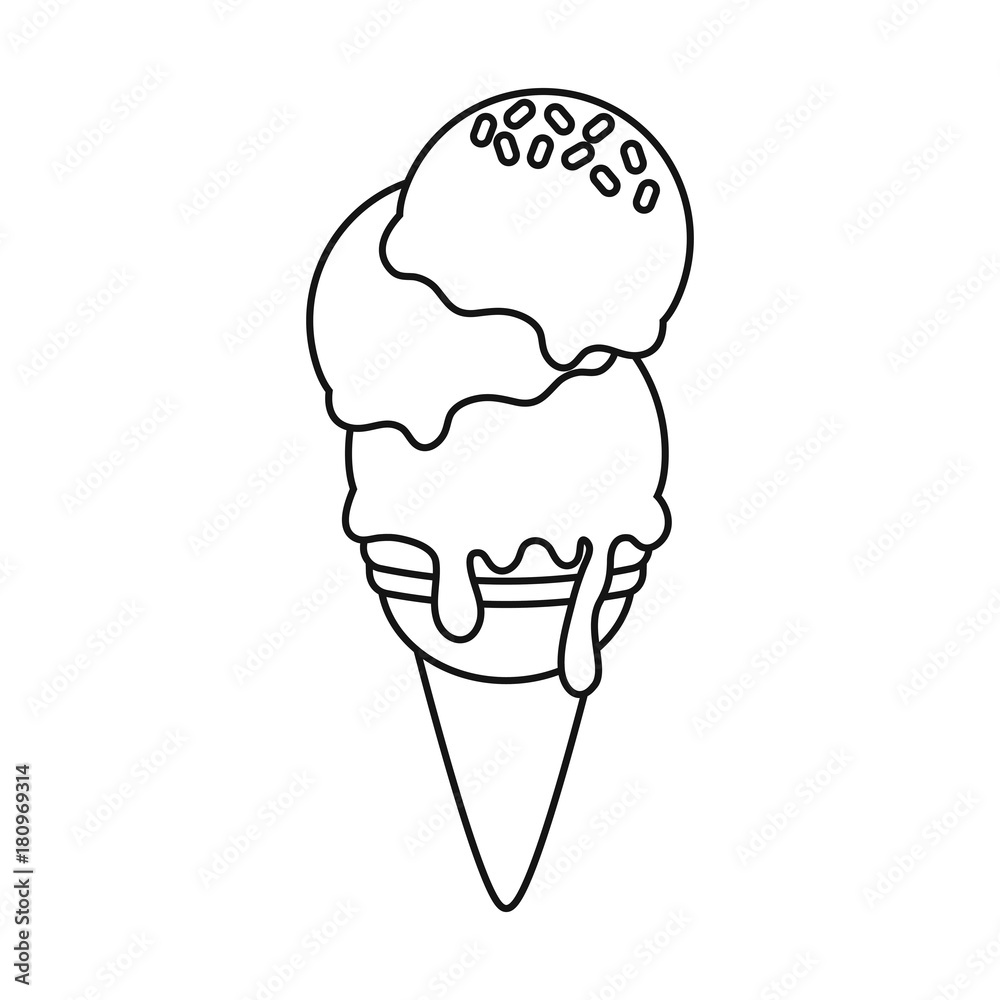 flat line uncolored ice cream cone over white background vector illustration flat line uncolored ice cream cone over white background vector illustration