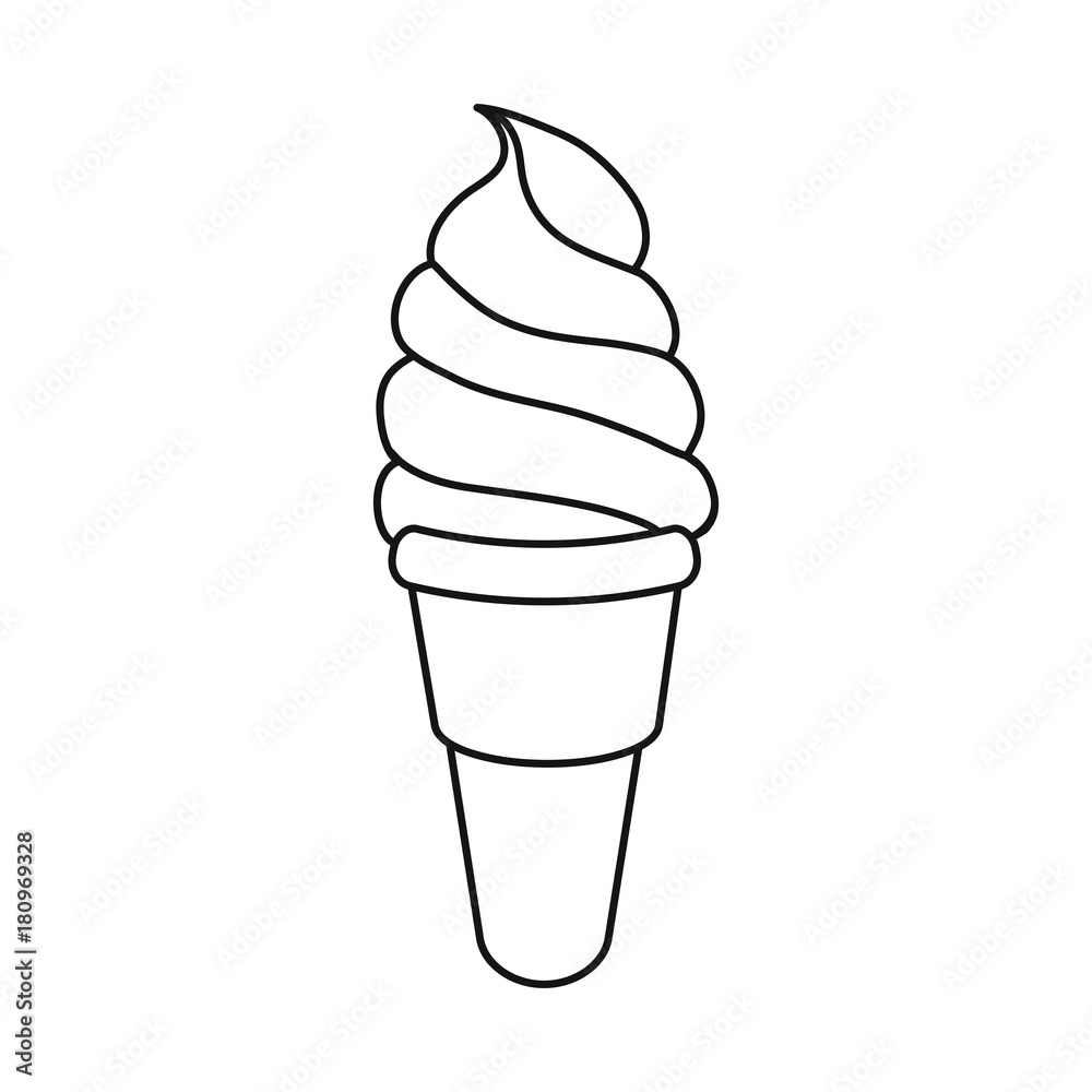 flat line uncolored ice cream cone over white background vector illustration flat line uncolored ice cream cone over white background vector illustration