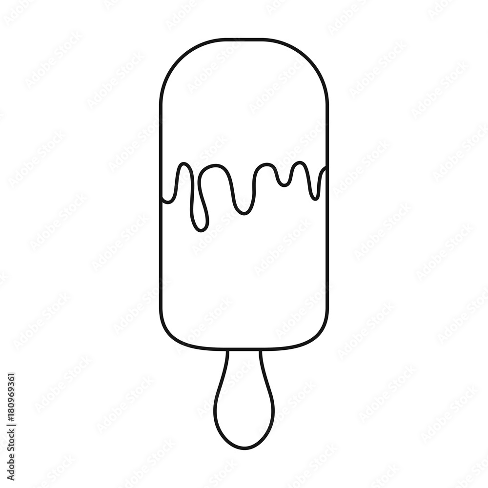 flat line uncolored ice cream over white background vector illustration flat line uncolored ice cream over white background vector illustration