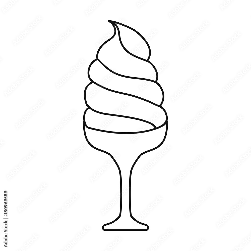 flat line colored glass ice cream over white background vector illustration flat line colored glass ice cream over white background vector illustration