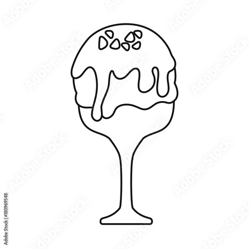 flat line colored glass ice cream over white background vector illustration