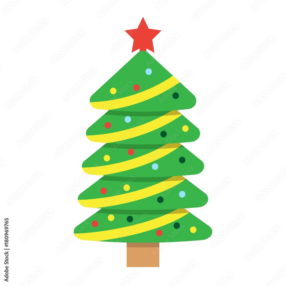 Fototapeta premium Christmas tree flat icon, New year and Christmas, xmas sign vector graphics, a colorful solid pattern on a white background, eps 10.
