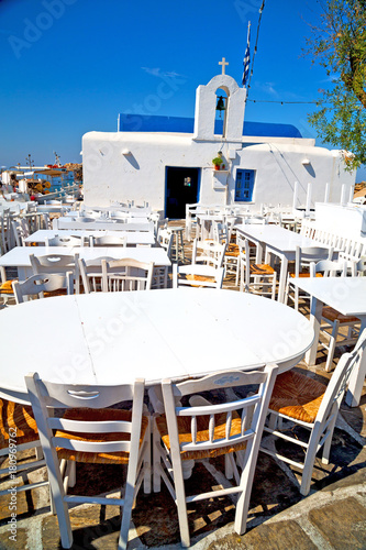 table in santorini europe greece old restaurant chair and the summer © lkpro