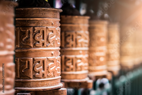 Slika na platnu Closed up the prayer wheel at temple in Kathmandu, Nepal