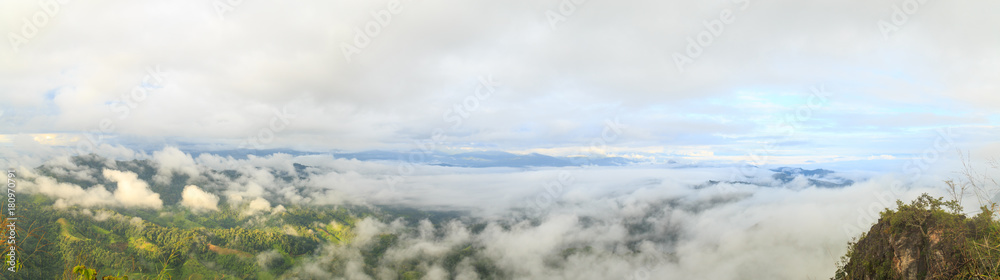 Mountain landscape panorama and skyline with copy space.