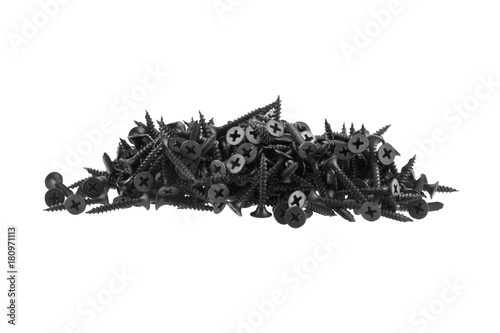 black self-tapping screw isolated on white background