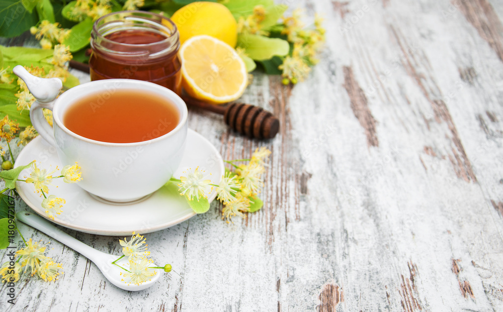 cup of herbal tea with linden flowers cup of herbal tea with linden flowers