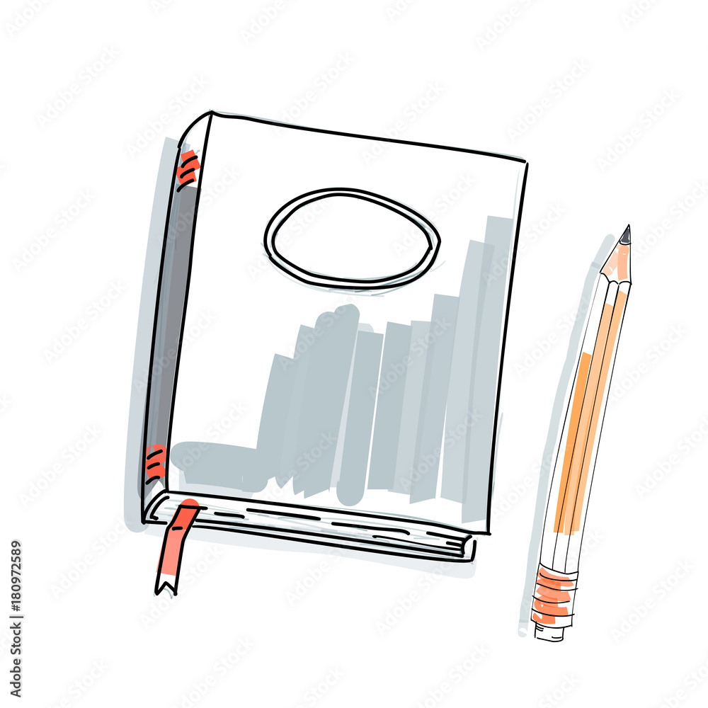 notebook doodle, primitive drawing hand. Pen and notebook paper. modern  minimalism sketch art. Vector illustration Stock Vector | Adobe Stock