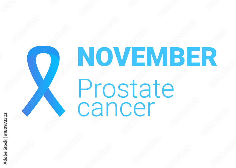 November month of prostate cancer. Blue ribbon. Men health symbol. Vector illustration November month of prostate cancer. Blue ribbon. Men health symbol. Vector illustration