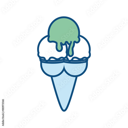 flar line colored ice cream cone over white background vector illustration
