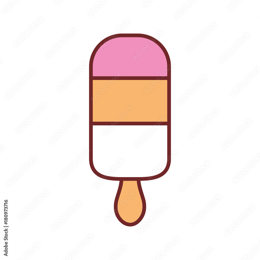 flat line colored ice cream over white background vector illustration flat line colored ice cream over white background vector illustration