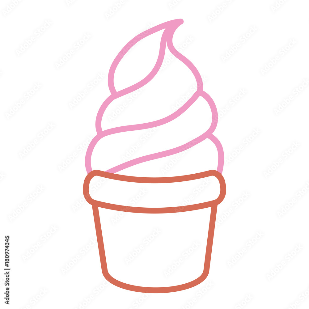 flar line colored ice cream cone over white background vector illustration flar line colored ice cream cone over white background vector illustration
