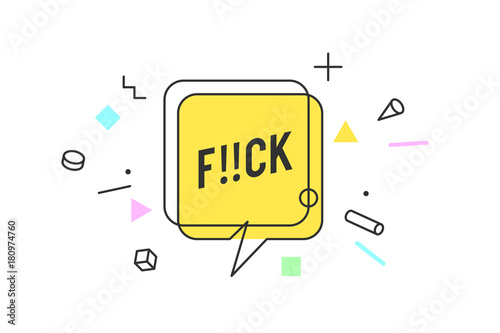Banner, speech bubble, poster and sticker concept in memphis geometric style with text. Icon message cloud talk for banner, poster, web. Design for emotion, blame and curiosity. Vector Illustration