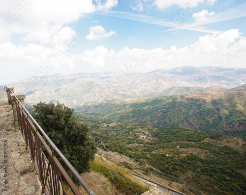 Beautiful panorama of sicilian landscape shot from Geraci Siculo village