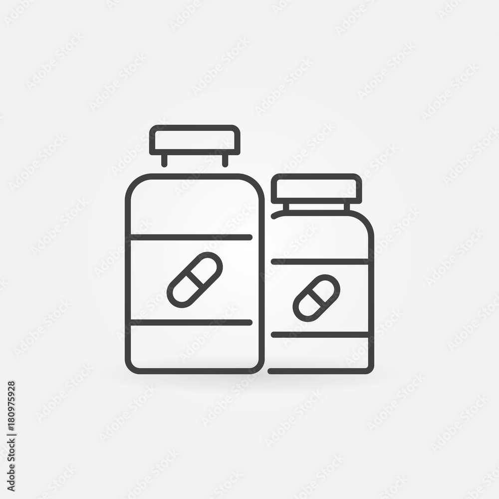 Pill bottles vector concept icon in thin line style Pill bottles vector concept icon in thin line style