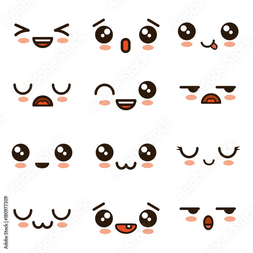 cute faces kawaii emoji cartoon