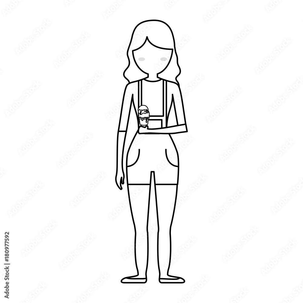 avatar woman with ice cream icon over white background vector illustration avatar woman with ice cream icon over white background vector illustration