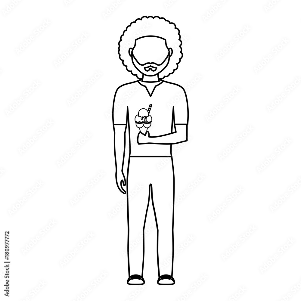 avatar man with ice cream icon over white background vector illustration