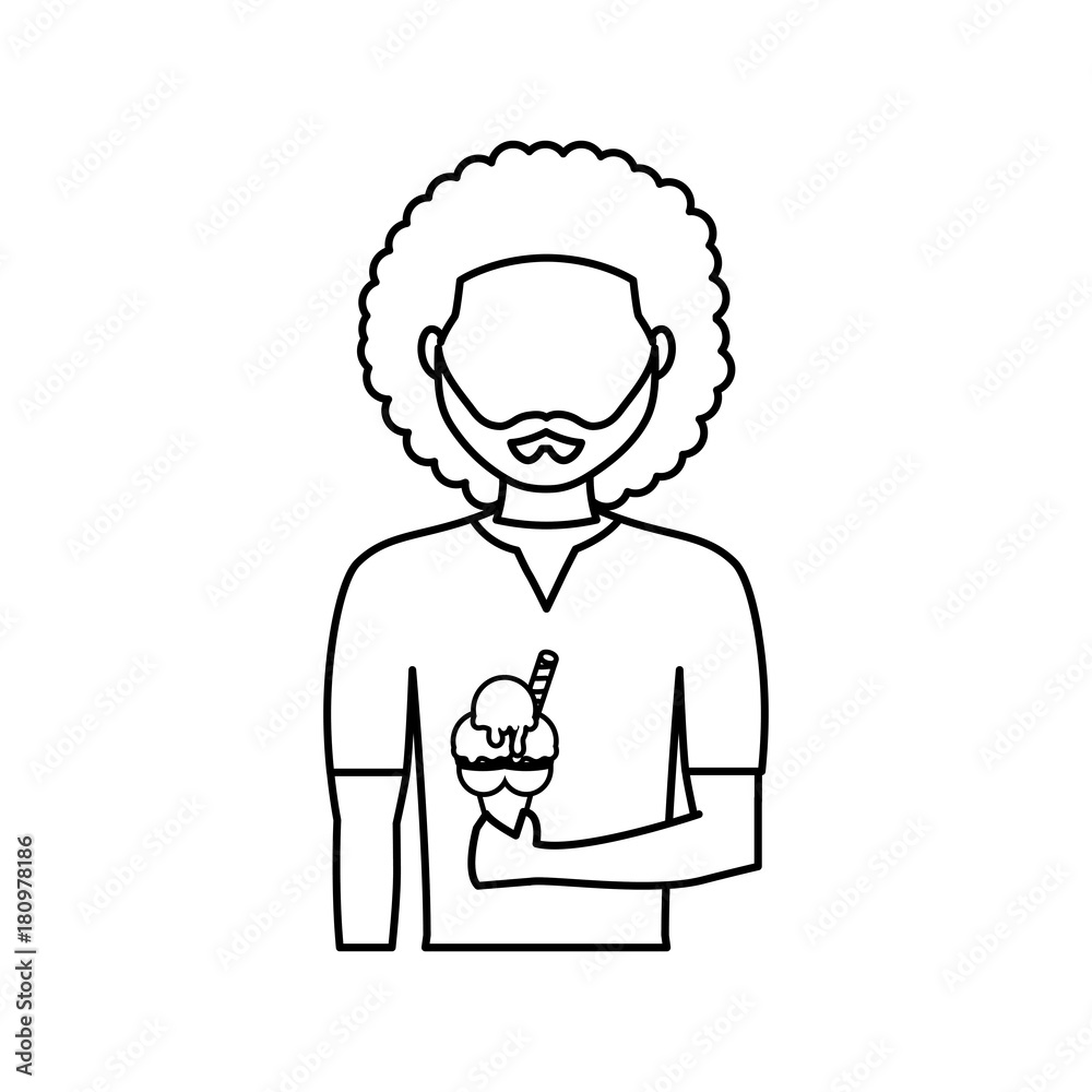 avatar man with ice cream icon over white background vector illustration