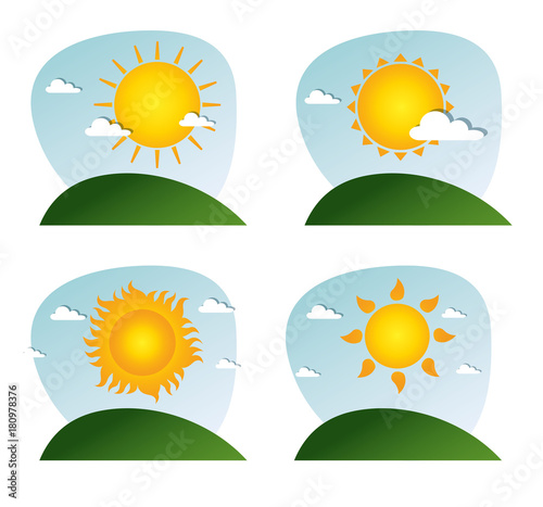 landscape with sun and clouds design