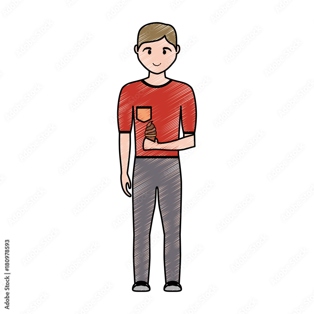 Fototapeta premium cartoon man with ice cream icon over white background colorful design vector illustration