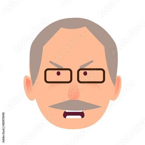 Irritated Facial Expression of Elderly Man Vector