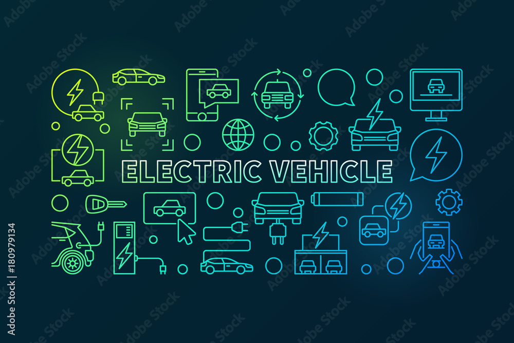 Electric vehicle colorful vector illustration
