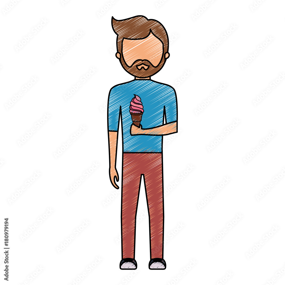 Fototapeta premium avatar man with ice cream icon over white background vector illustration
