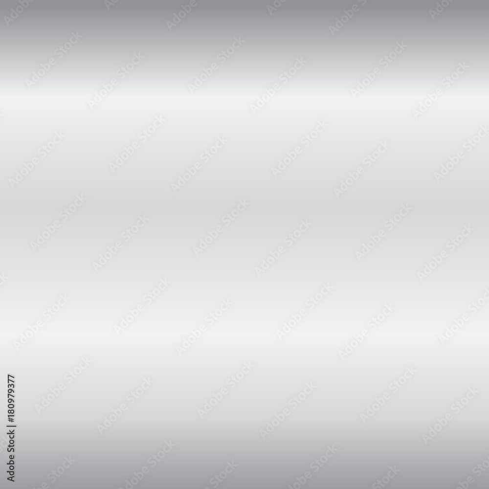 Silver gradient background. Silver design texture for ribbon, frame, banner. Abstract silver gradient template. Metal shine steel plate. Metallic light chrome pattern Vector illustration