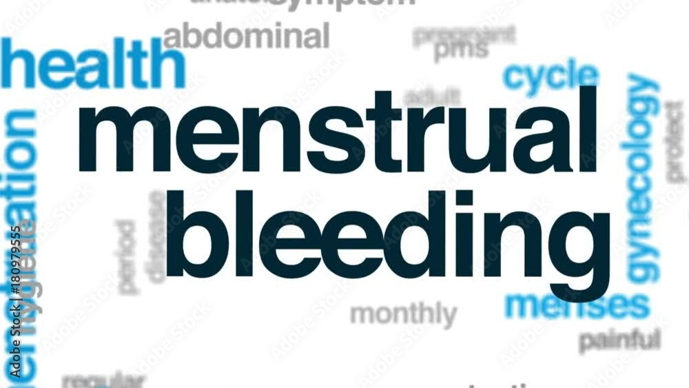 Menstrual bleeding animated word cloud, text design animation. Menstrual bleeding animated word cloud, text design animation.